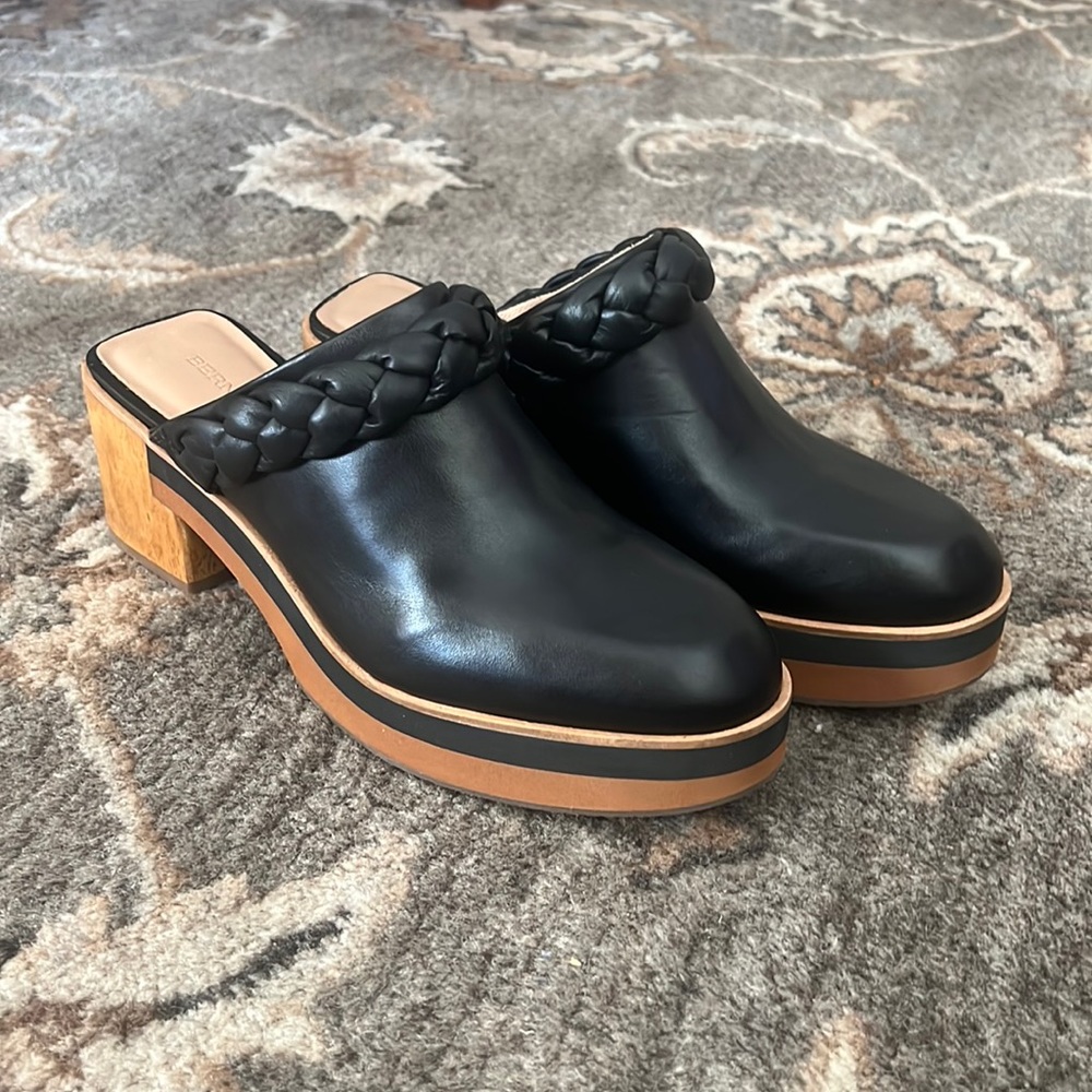 Black Leather Braided Clogs from Anthropologie Bernardo Saffia